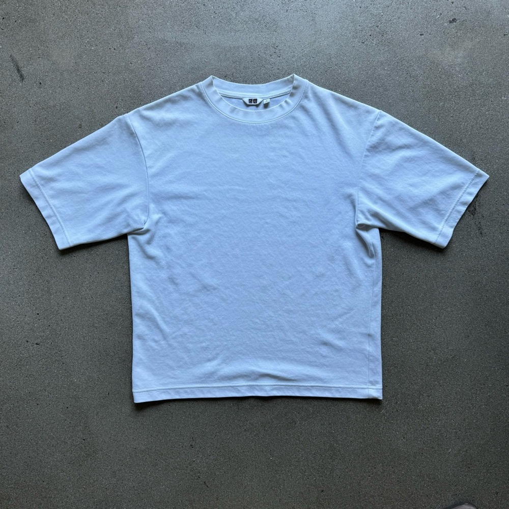 Uniqlo AIRism Cotton Oversized Crew Neck Half-Sleeve T-Shirt | White | Sm…